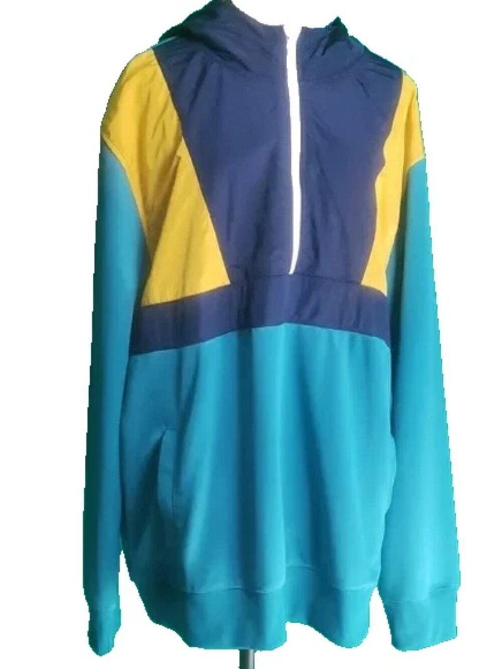 Xersion Colorblock Mens Hoodie Aqua Yellow Blue XXL